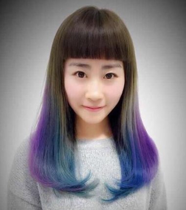青木亚麻灰加挑染紫色 青木亚麻紫色头发图片