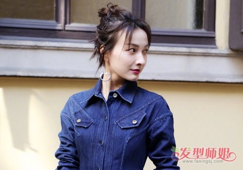 这位朋友你穿得那么时尚干嘛要散着长发呢 气质露额盘发让你更完美迷人
