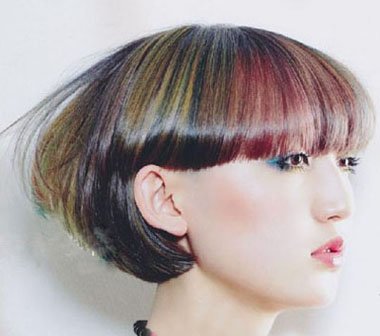 短发彩虹色头发图片 24隐藏彩虹色染发