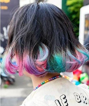 短发彩虹色头发图片 24隐藏彩虹色染发